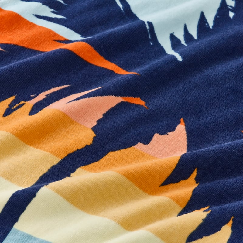 Velour  Sunset Palm Blue Hooded Beach Towel