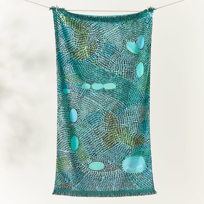 Miimi + Jiinda Lowanna Aqua Velour Beach Towel