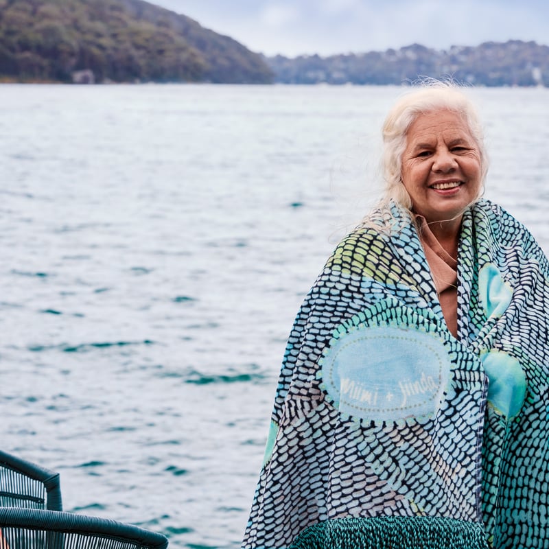 Miimi + Jiinda Lowanna Aqua Velour Beach Towel