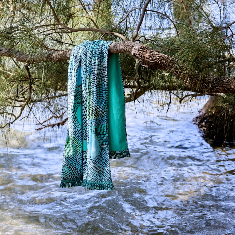 Miimi + Jiinda Lowanna Aqua Velour Beach Towel