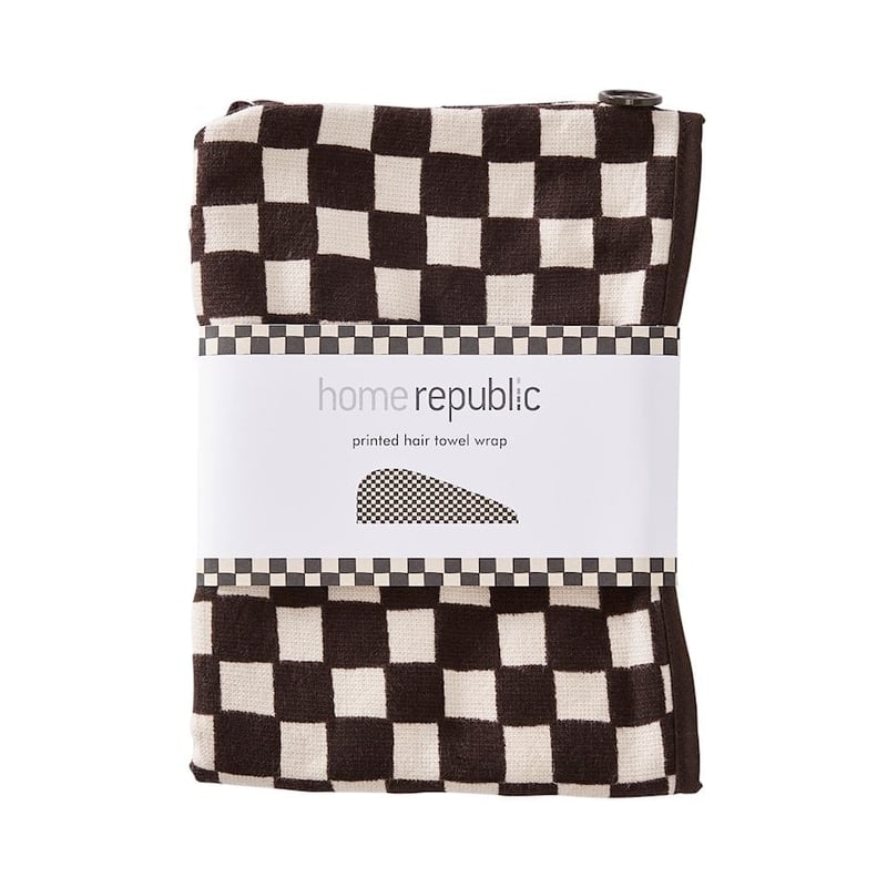Black Check Hair Towel Wrap
