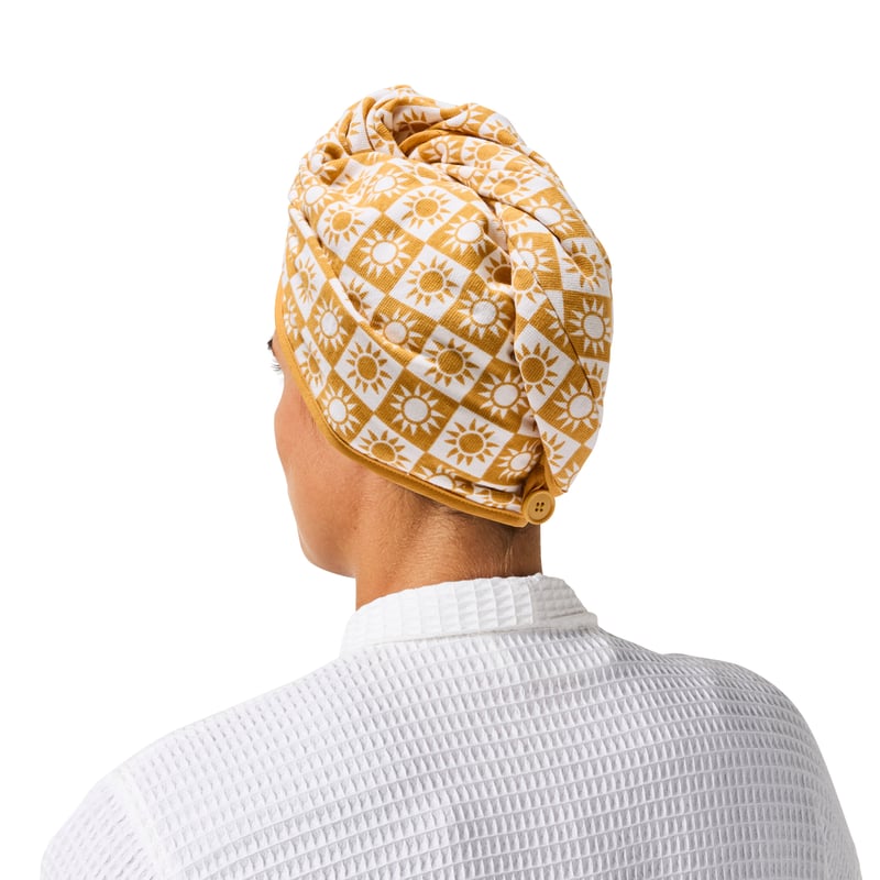 Sun Check Hair Towel Wrap