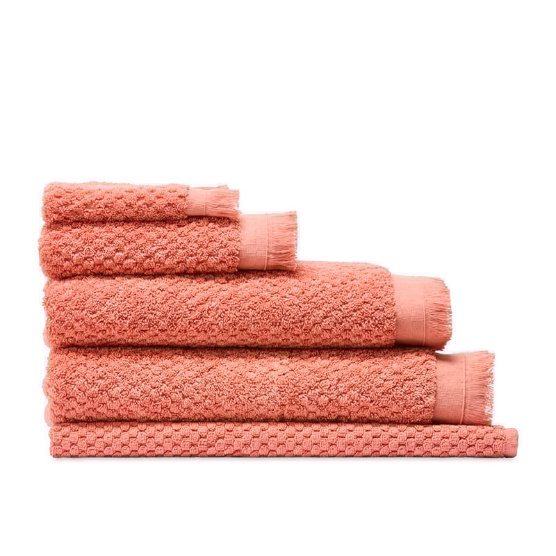 European Kadikoy Solid Coral Turkish Cotton Towel Range