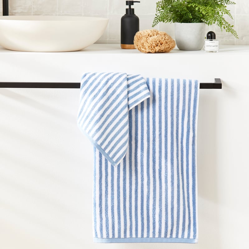 Capri Stripe Dusty Blue & White Towel Range
