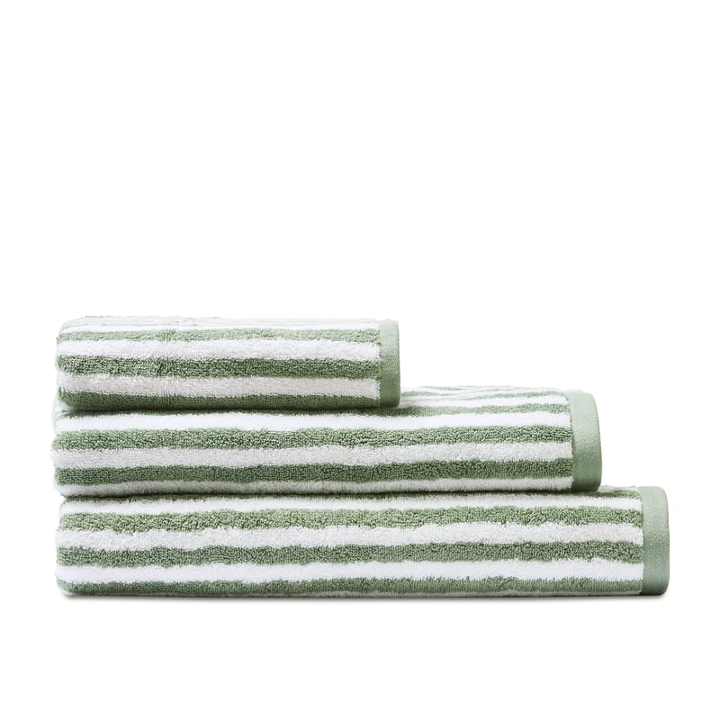 Capri Stripe Eucalyptus & White Towel Range