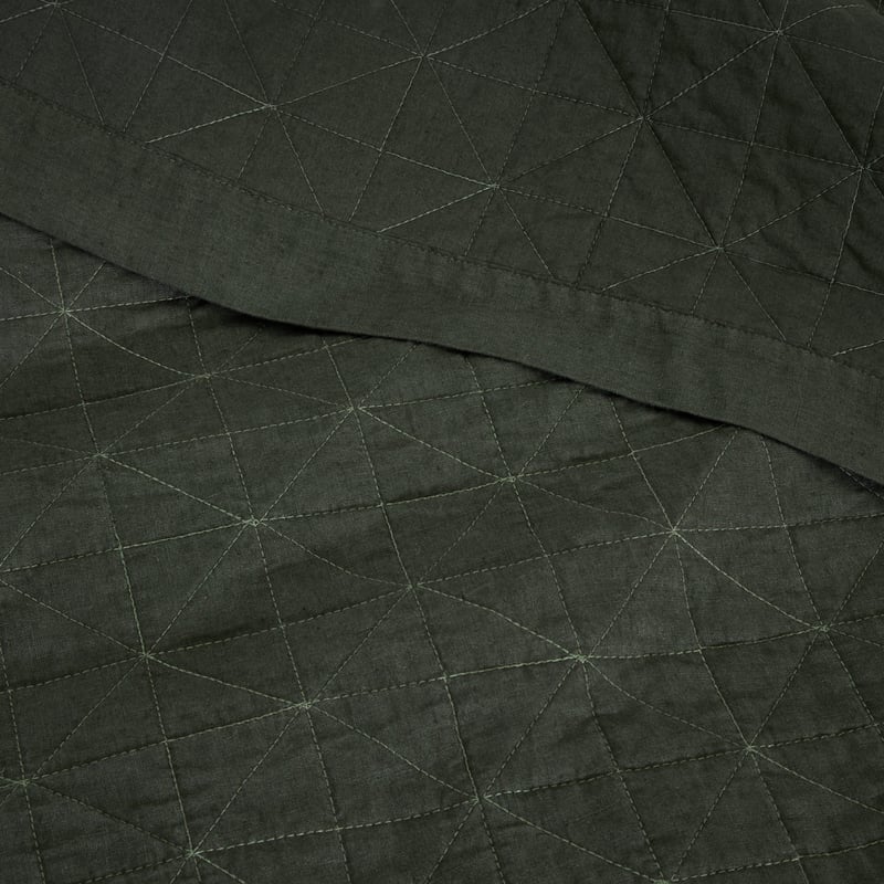 Vintage Washed Linen Thyme Quilted Coverlet Separates