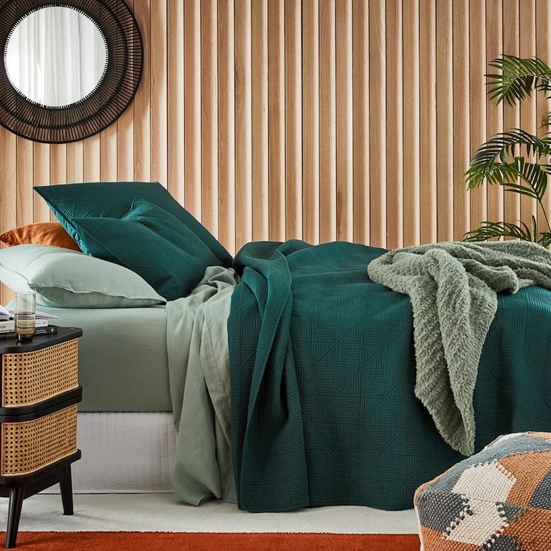 Prism Bottle Green Quilted Coverlet Separates