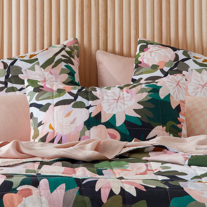 Kimmy Hogan Blush Balsam Green Quilted Pillowcases