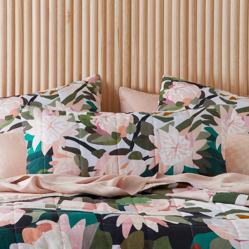 Kimmy Hogan Blush Balsam Green Quilted Pillowcases