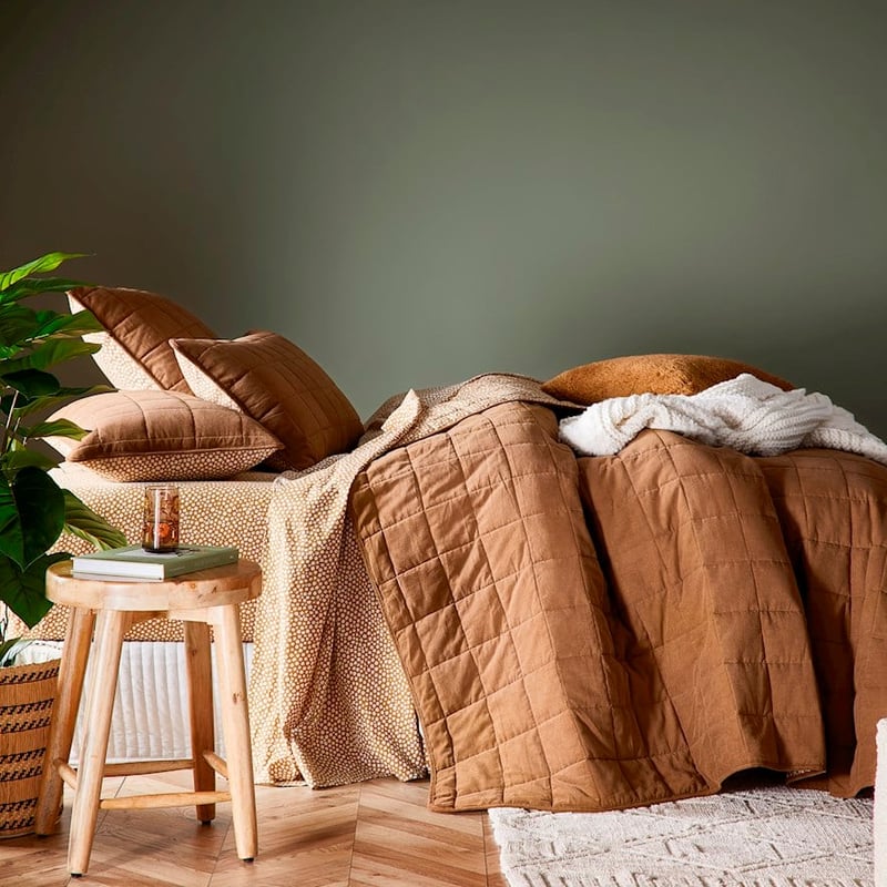 Tuberose Toffee Corduroy Quilted Coverlet Separates