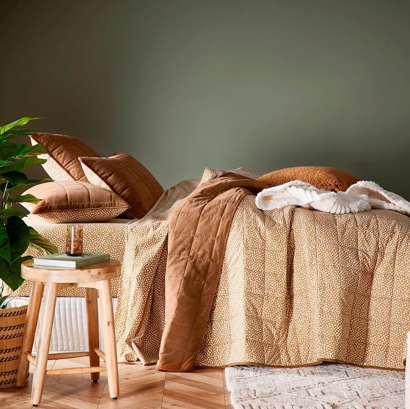 Tuberose Toffee Corduroy Quilted Coverlet Separates