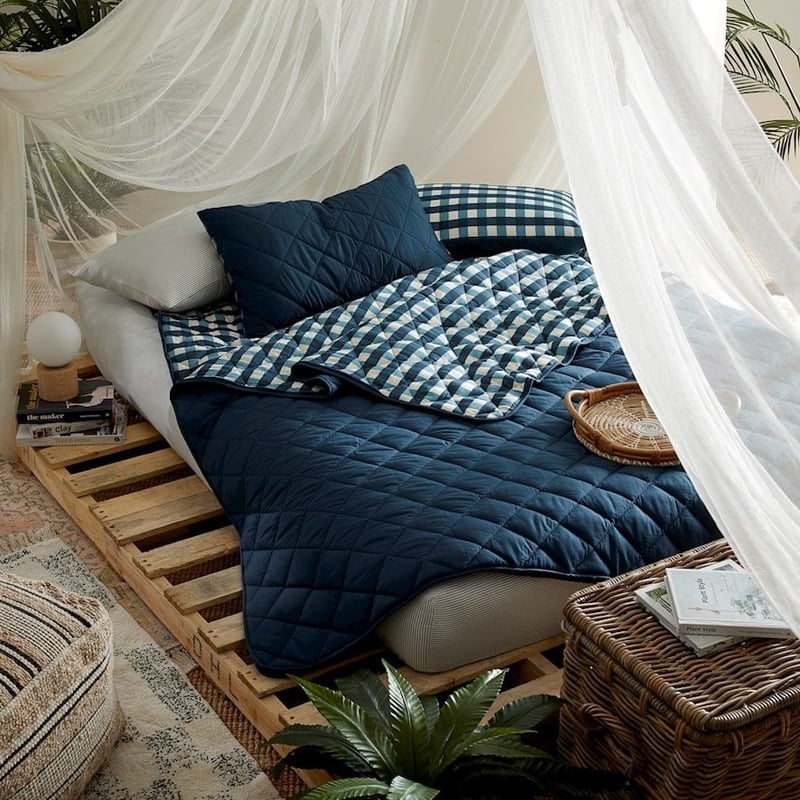 3-in-1 Campground Check Navy Glamping Bag