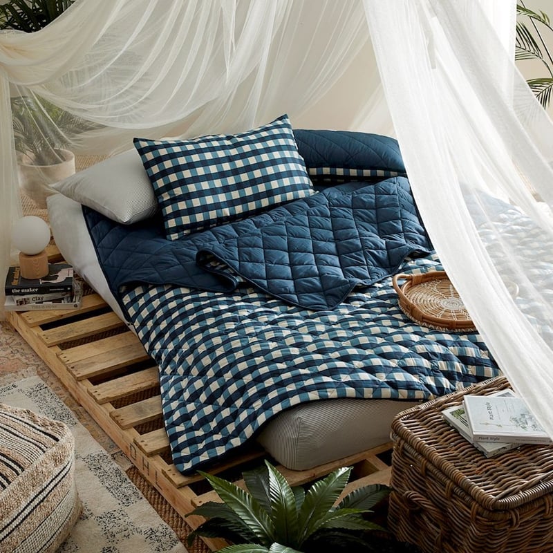 3-in-1 Campground Check Navy Glamping Bag