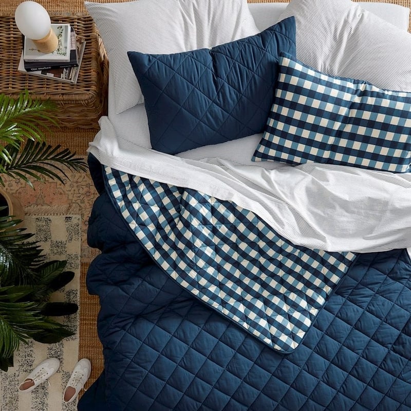 3-in-1 Campground Check Navy Glamping Bag