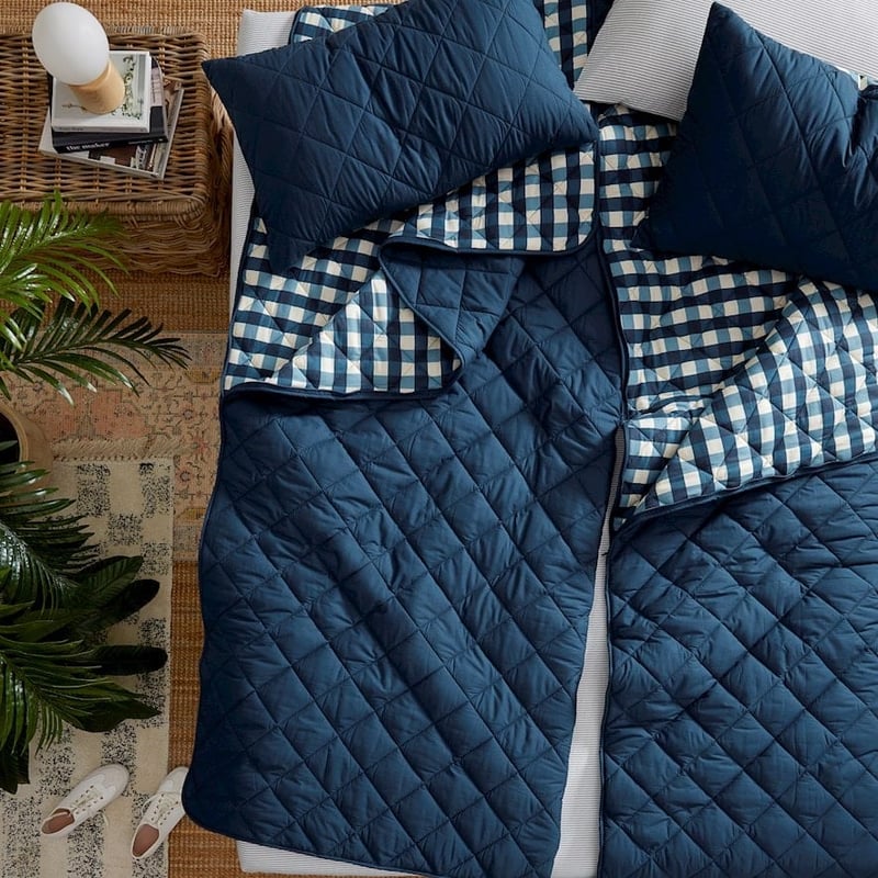 3-in-1 Campground Check Navy Glamping Bag