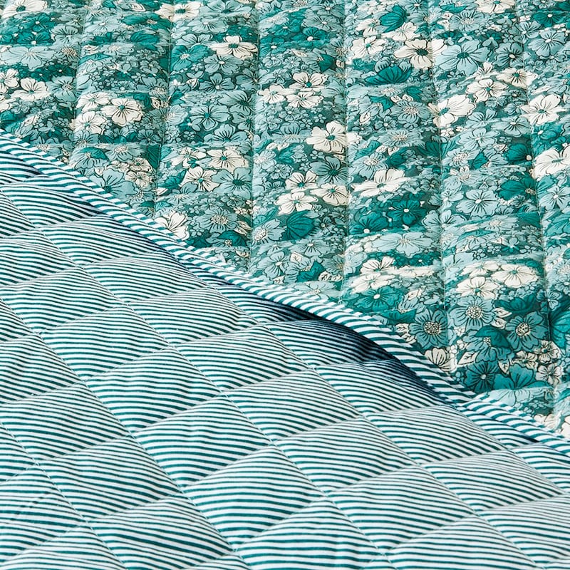 Cypress Bloom Green Quilted Coverlet Separates