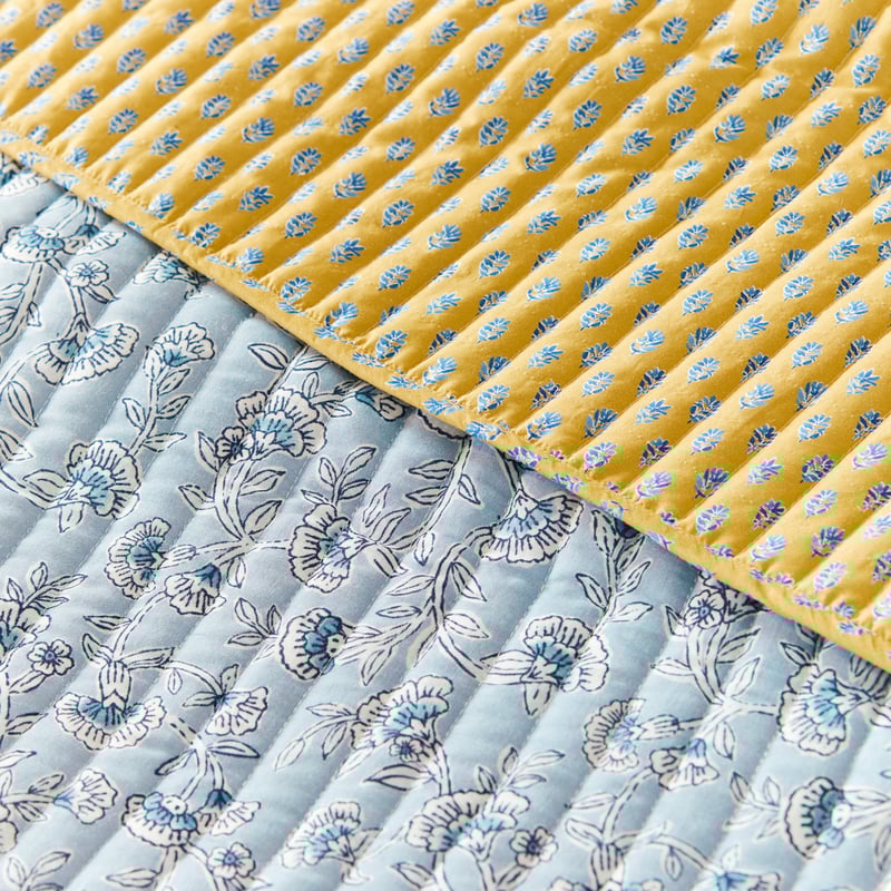 Ishani Blue Quilted Coverlet Separates