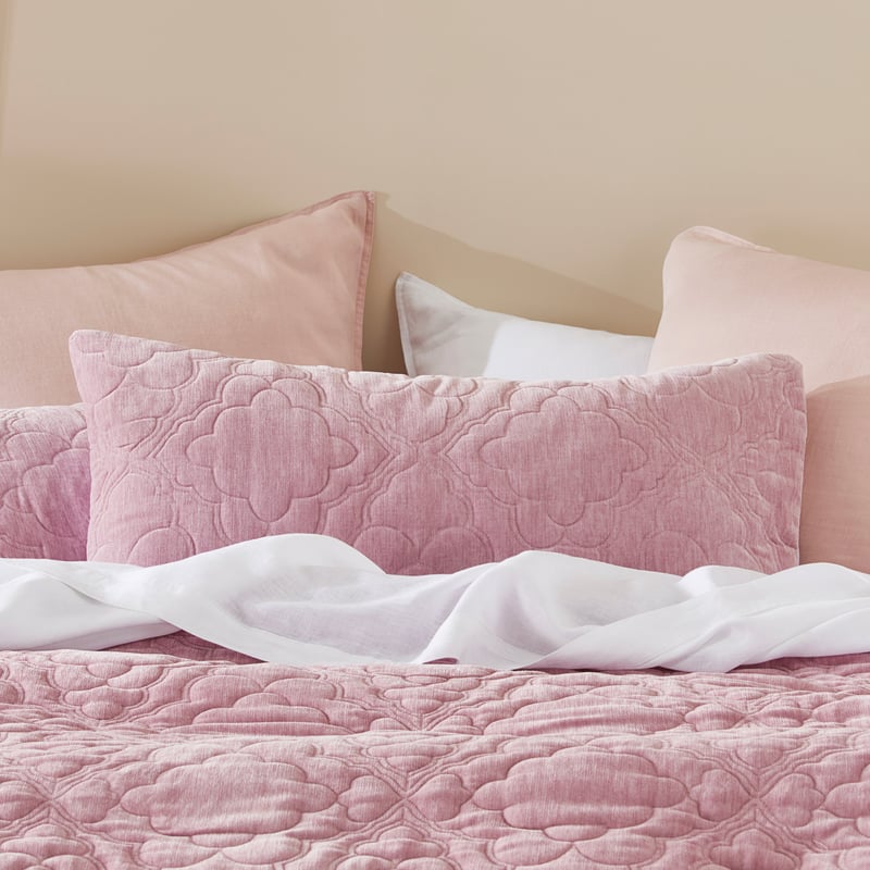 Brielle Velvet Pink Quilted Coverlet Separates