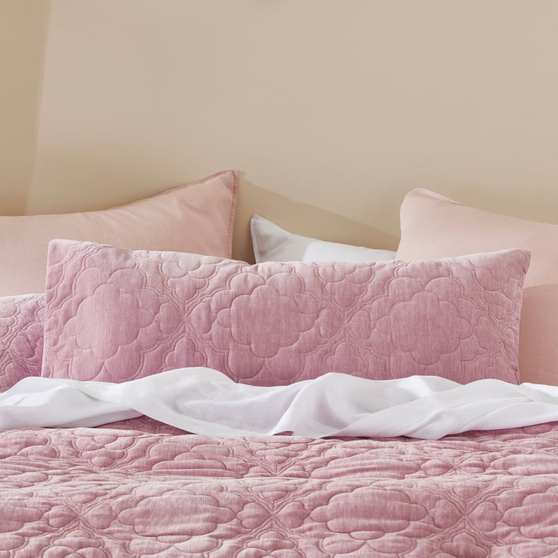Brielle Velvet Pink Quilted Coverlet Separates