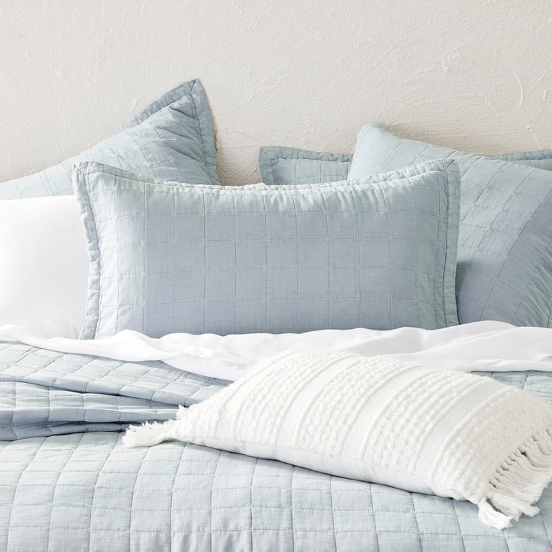 Mosman Soft Blue Stripe Quilted Pillowcases