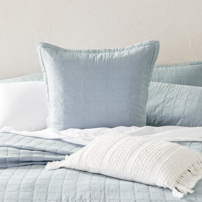 Mosman Soft Blue Stripe Quilted Pillowcases