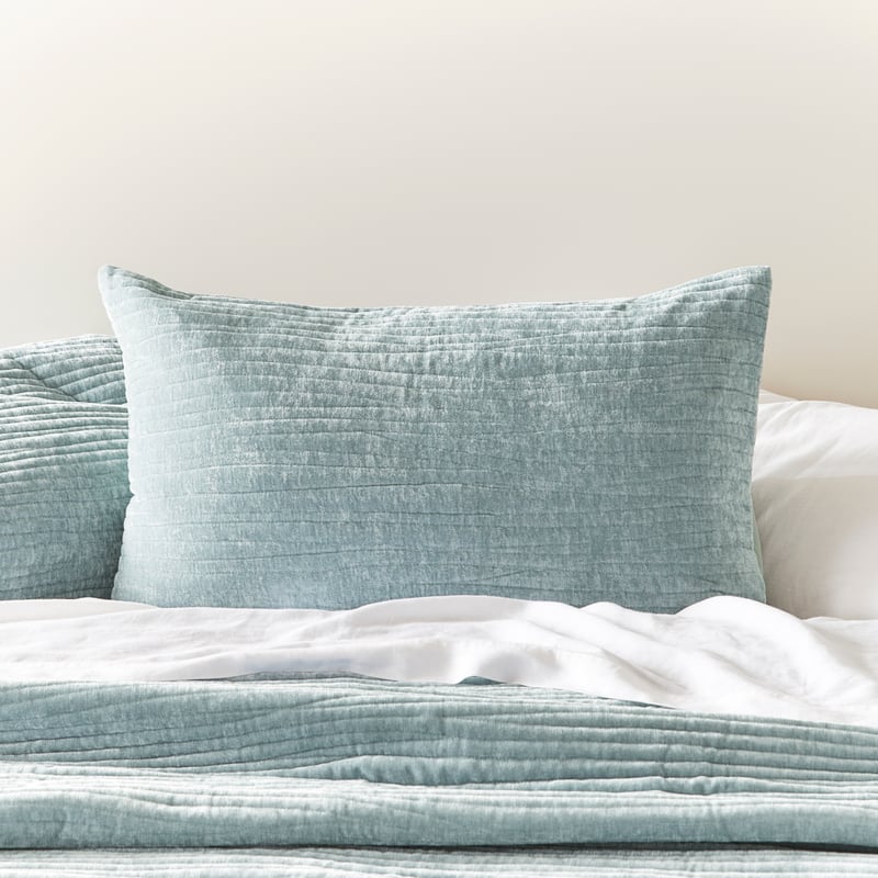 Mira Velvet Blue Grey Quilted Coverlet Separates