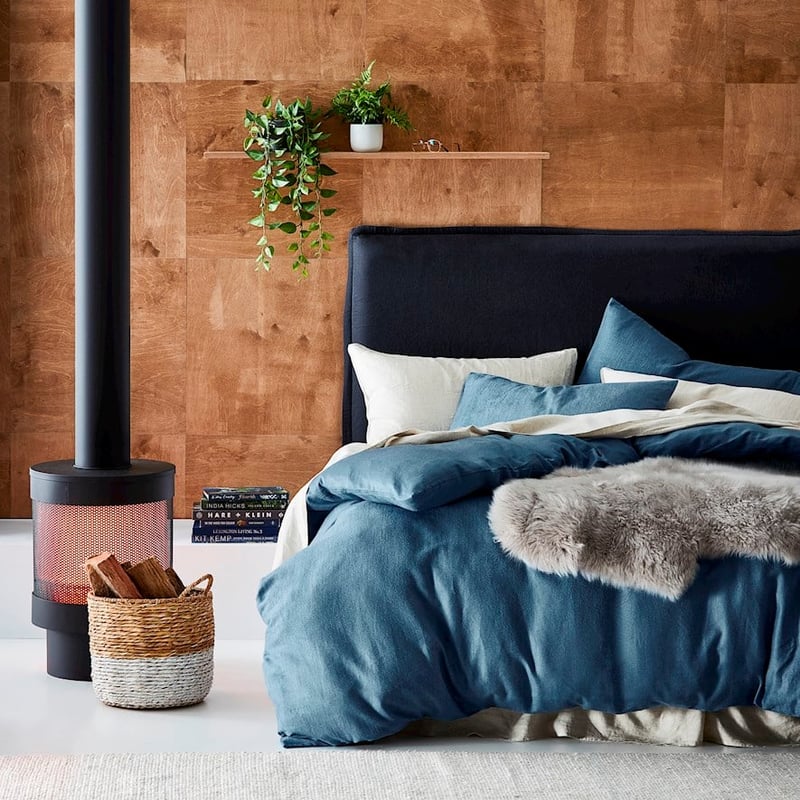 Luxury Steel Blue Flannelette Quilt Cover Set + Separates