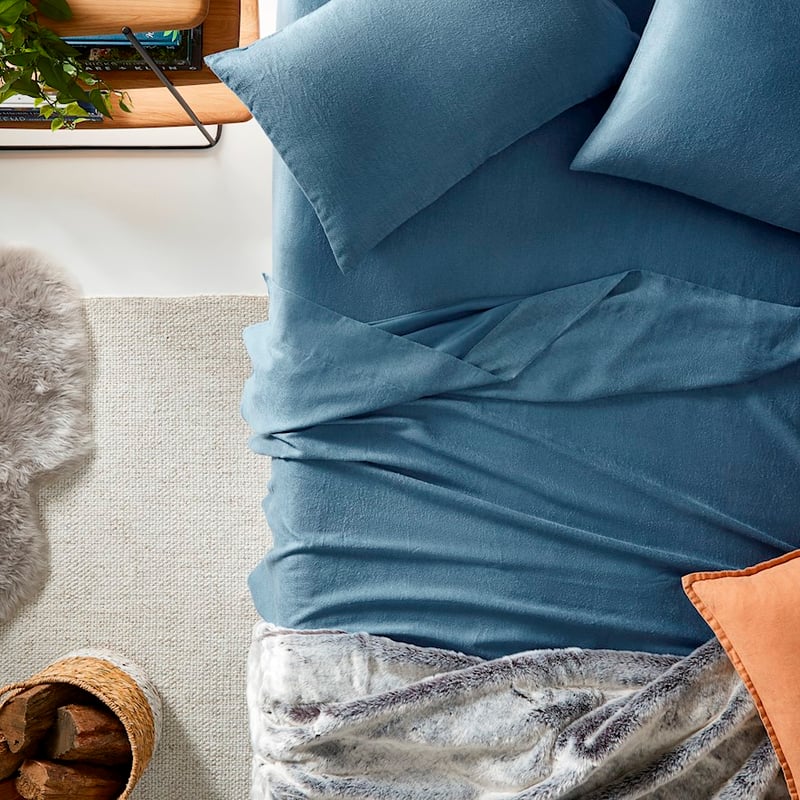 Luxury Steel Blue Flannelette Sheet Set