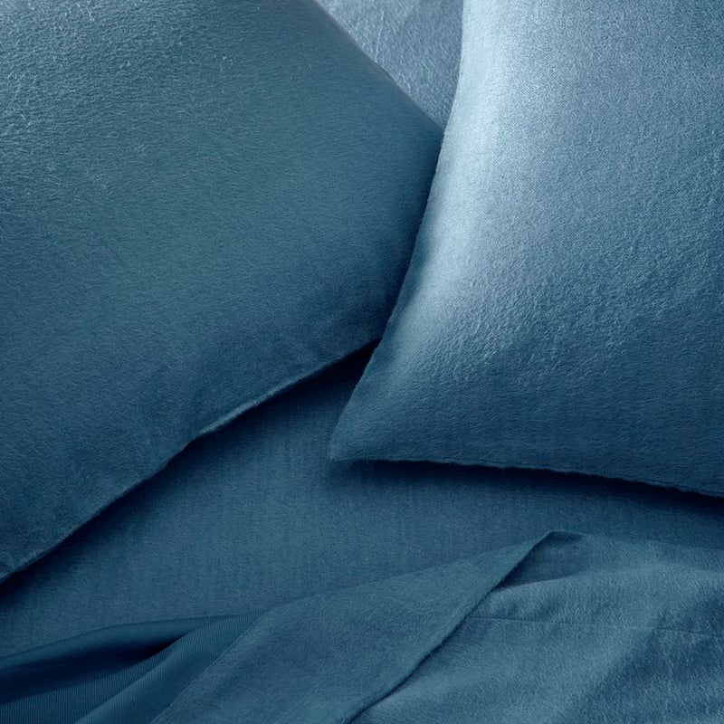Luxury Steel Blue Flannelette Sheet Set