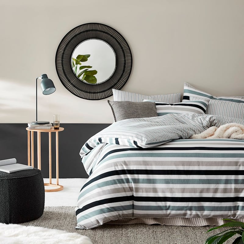 Printed Navy Stripe Flannelette Quilt Cover Set + Separates