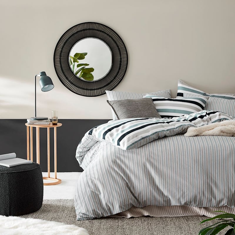 Printed Navy Stripe Flannelette Quilt Cover Set + Separates