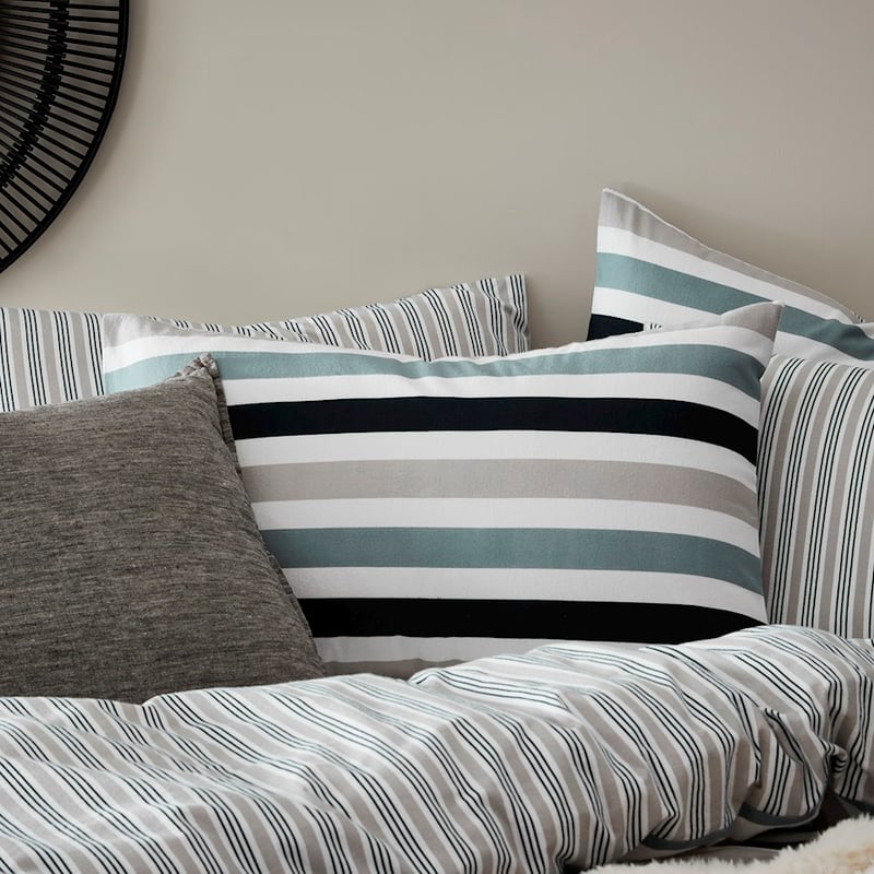 Printed Navy Stripe Flannelette Quilt Cover Set + Separates
