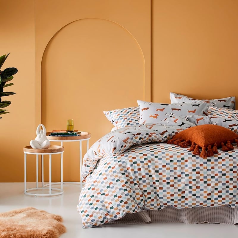 Printed Silver Dachshund Flannelette Quilt Cover Set + Separates