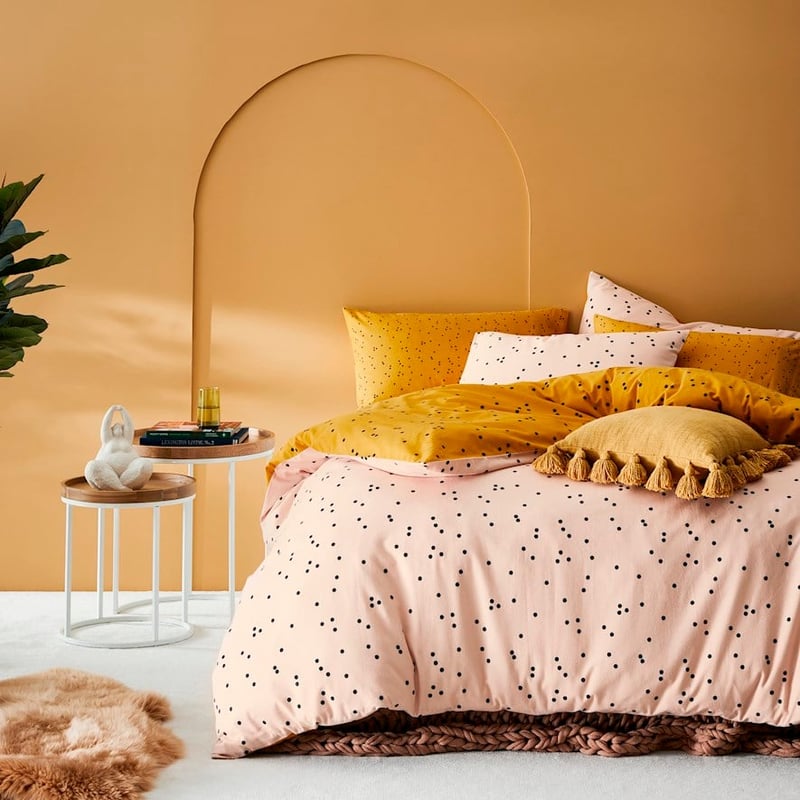 Printed Pink Spot Flannelette Quilt Cover Set + Separates