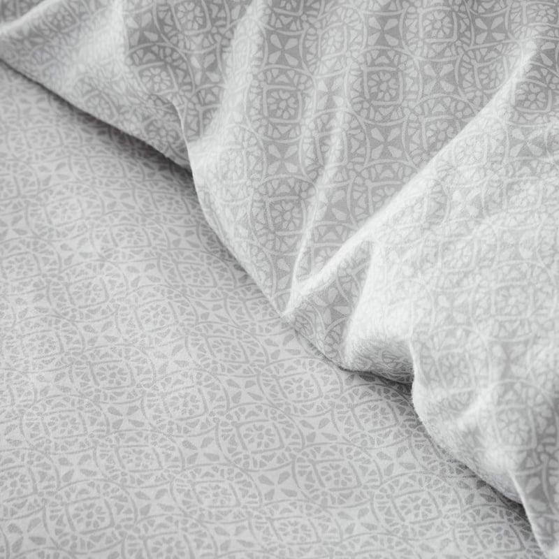 Printed Silver Moroccan Flannelette Quilt Cover Set + Separates