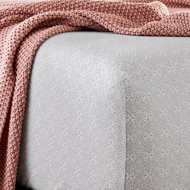 Printed Silver Moroccan Flannelette Sheet Set