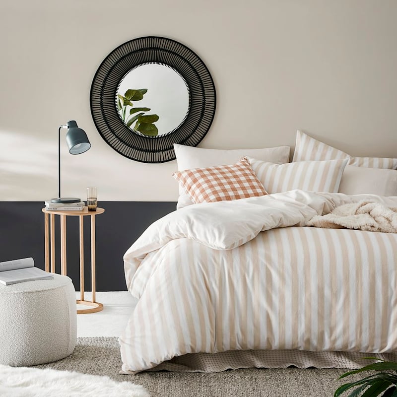 Printed Sand Stripe Flannelette Quilt Cover Set + Separates