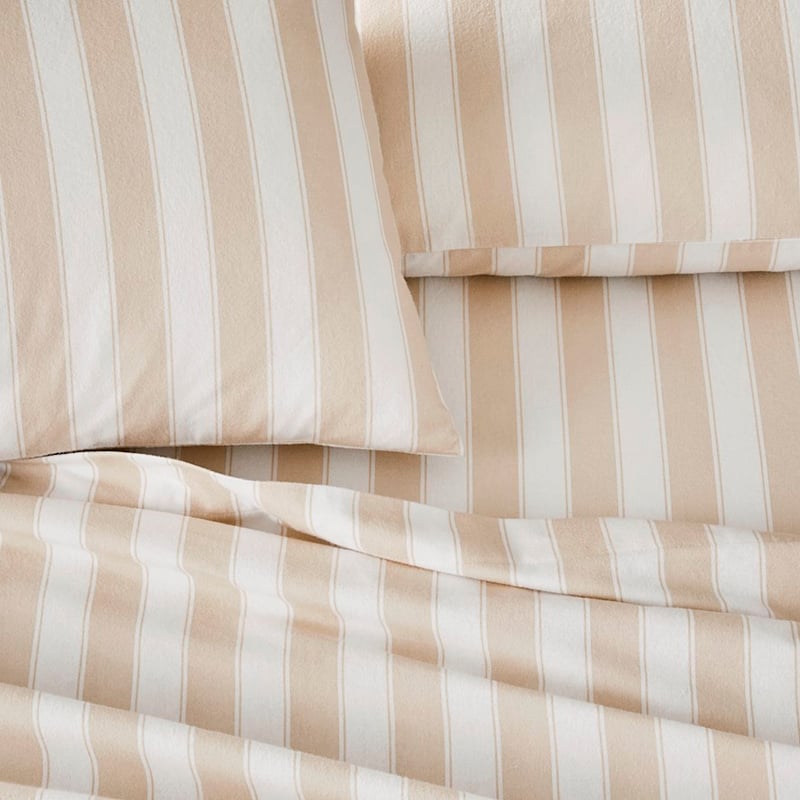 Printed Sand Stripe Flannelette Sheet Set