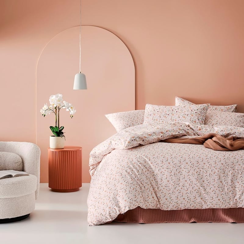 Printed Winter Garden White Flannelette Quilt Cover Set + Separates