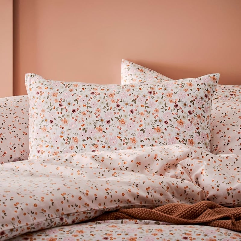 Printed Winter Garden White Flannelette Quilt Cover Set + Separates