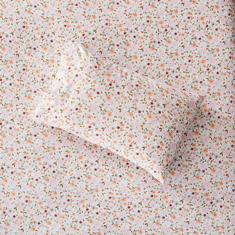 Printed Winter Garden White Flannelette Sheet Separates