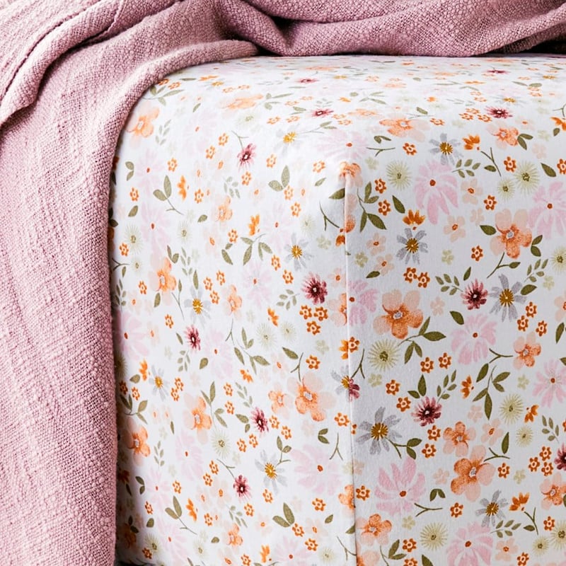 Printed Winter Garden White Flannelette Sheet Set