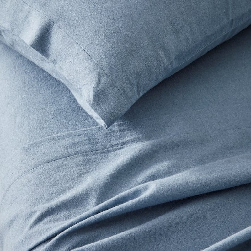 Plain Dyed Blue Flannelette Sheet Set