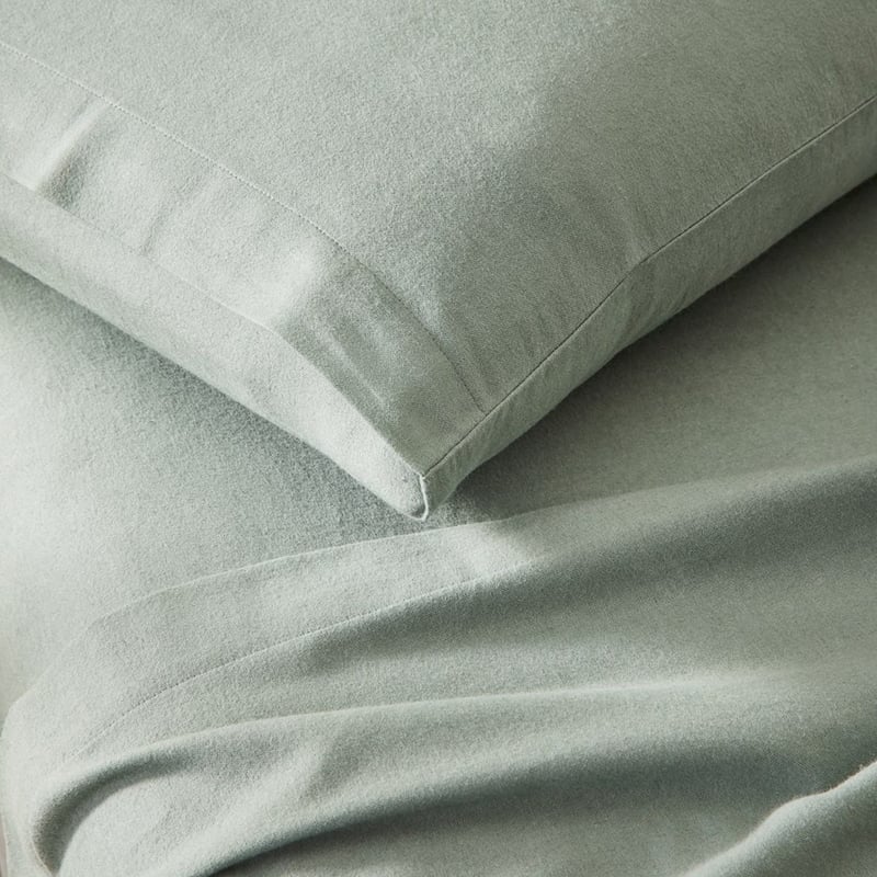 Plain Dyed Green Flannelette Sheet Set