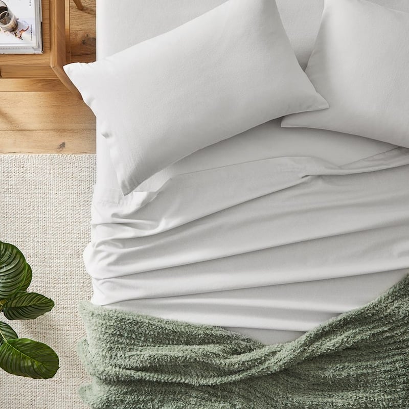 Plain Dyed Grey Flannelette Sheet Set