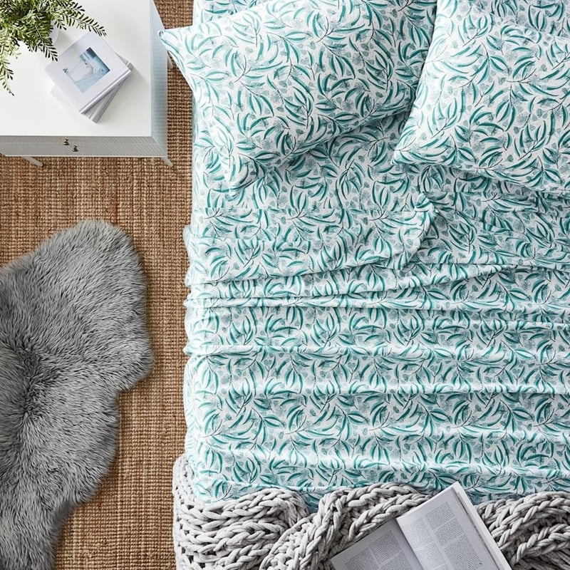 Printed Flannelette Green Native Sheet Set