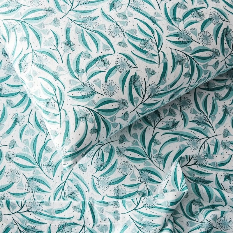 Printed Flannelette Green Native Sheet Set