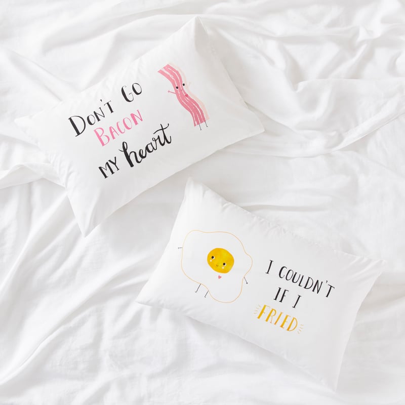 Text Pillowcase Bacon & Egg Pair