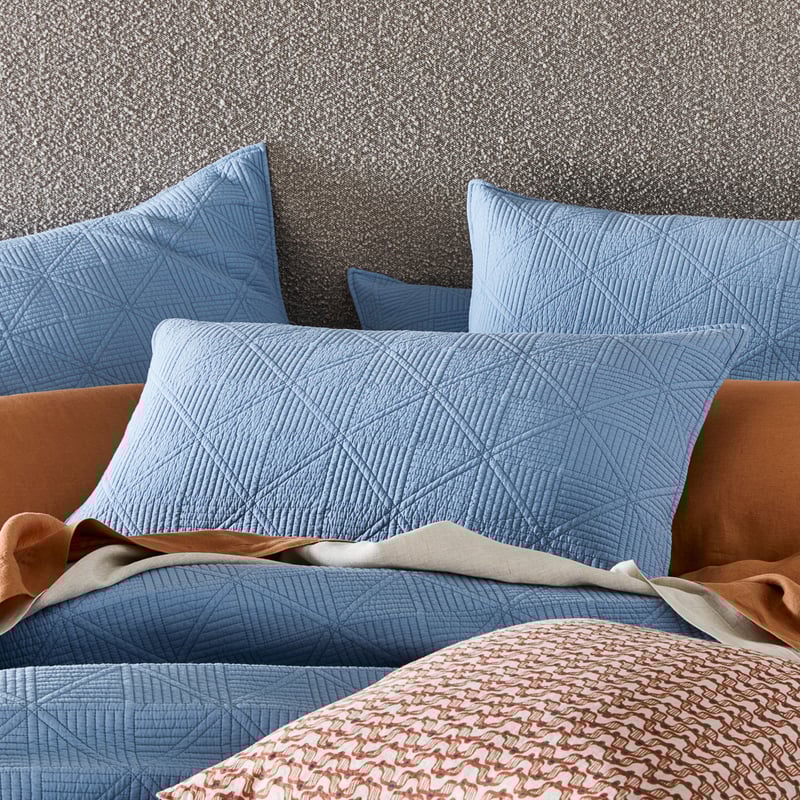 Prism Steel Blue Quilted Pillowcases