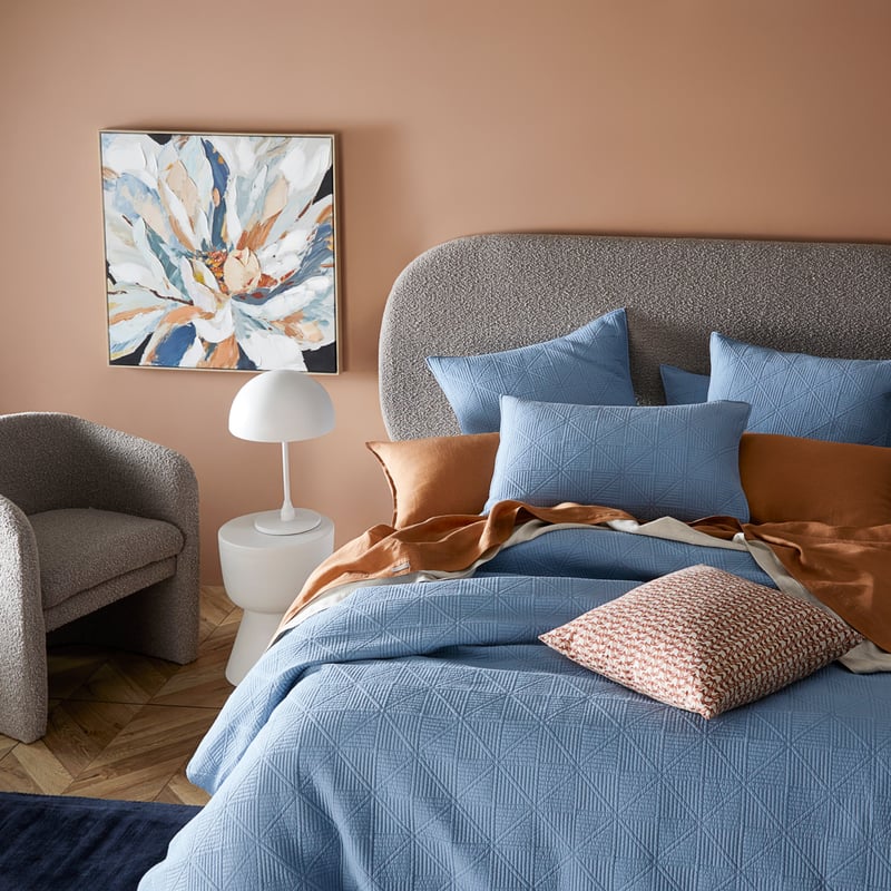 Prism Steel Blue Quilted Pillowcases